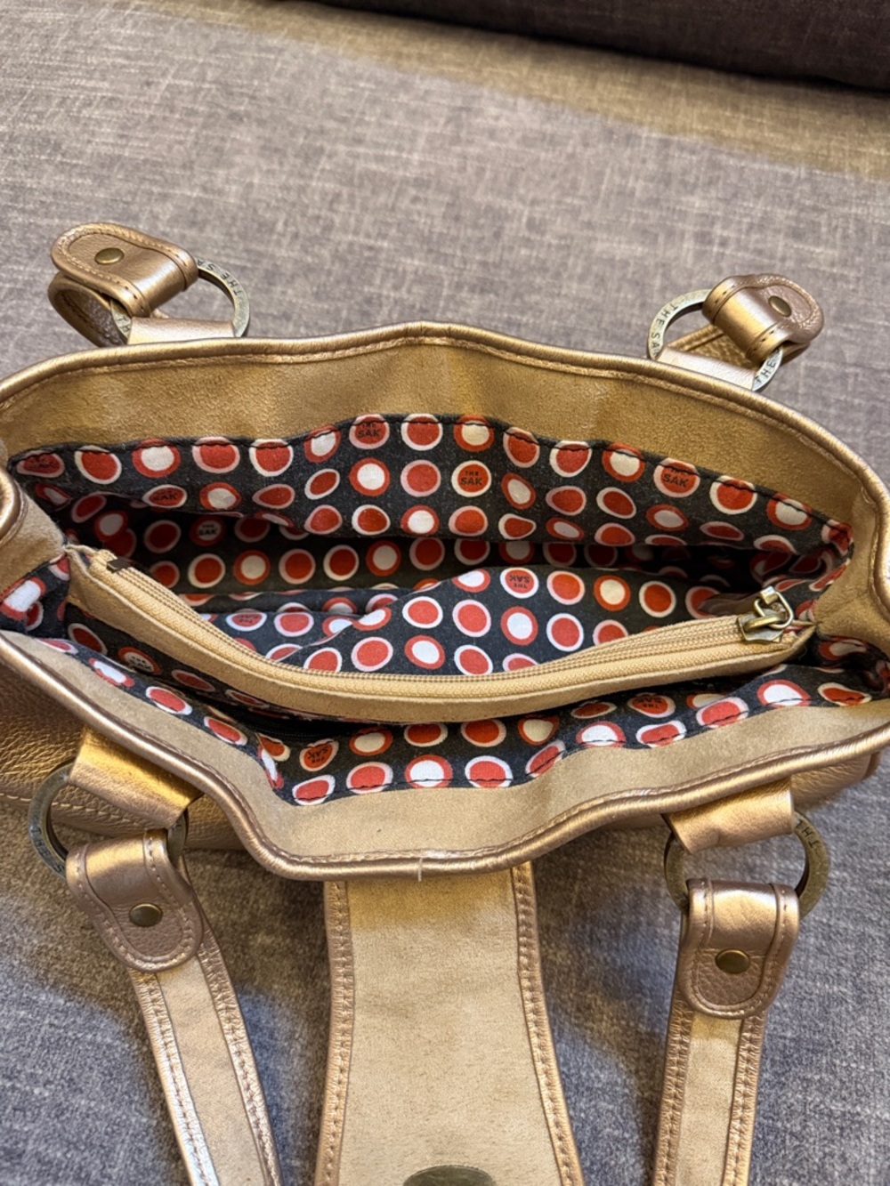 The Sak Metallic Gold Leather Shoulder Bag GUC - Picture 8 of 8